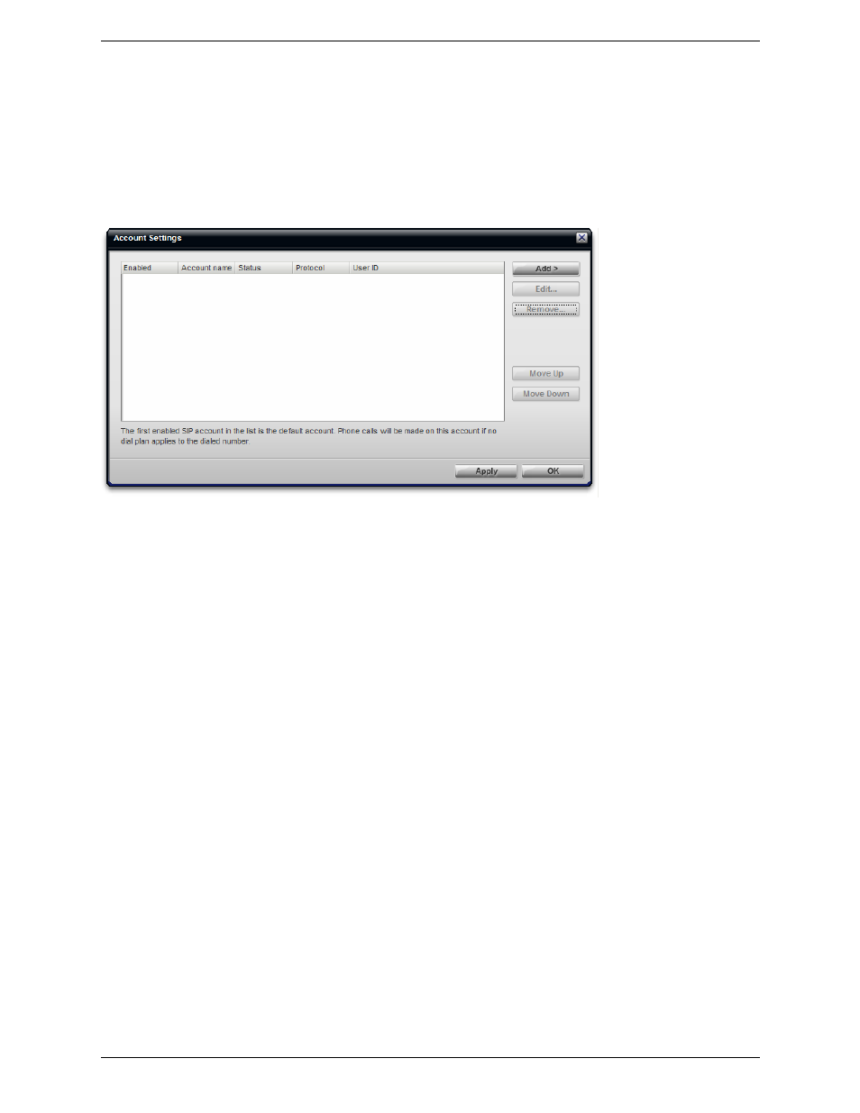 3 configuring accounts, Configuring accounts, Accounts settings window | CounterPath Bria Professional 2.3 User Guide User Manual | Page 62 / 68