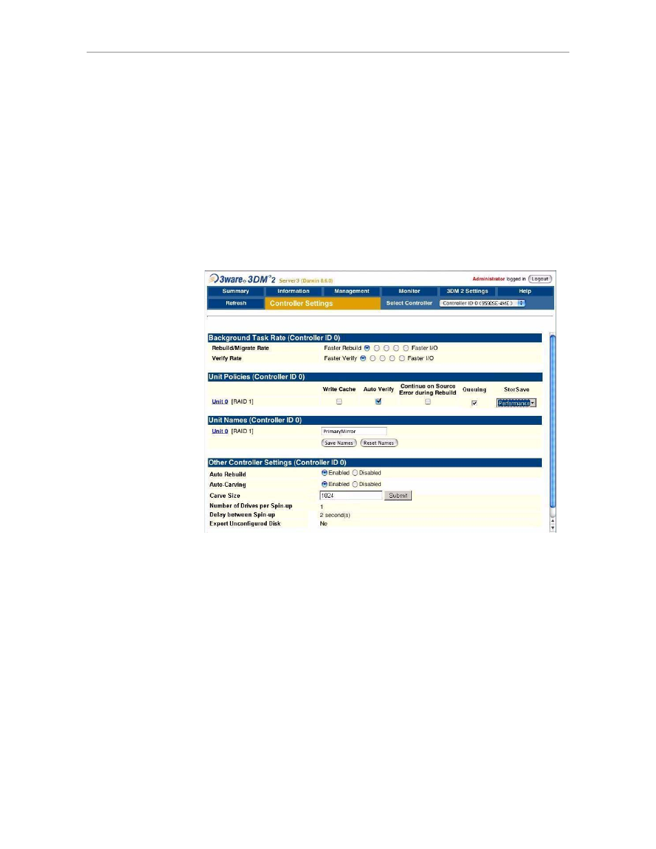 Smart data, Controller settings page | AMCC 3WARE 720-0138-00 User Manual | Page 101 / 170