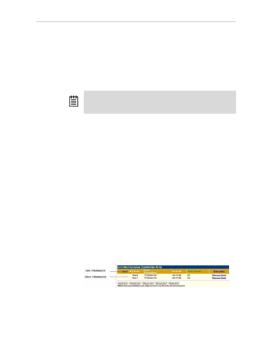 Rescan controller, Unit maintenance, Unit information | AMCC 3WARE 720-0138-00 User Manual | Page 108 / 170