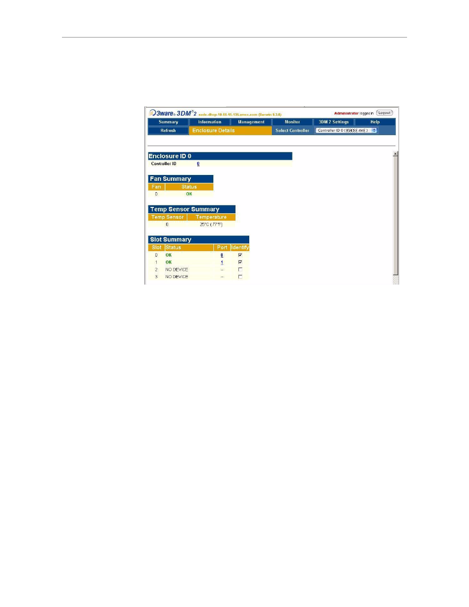 Enclosure details page | AMCC 3WARE 720-0138-00 User Manual | Page 116 / 170