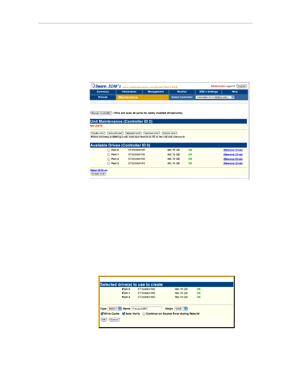 Creating a unit | AMCC 3WARE 720-0138-00 User Manual | Page 45 / 170