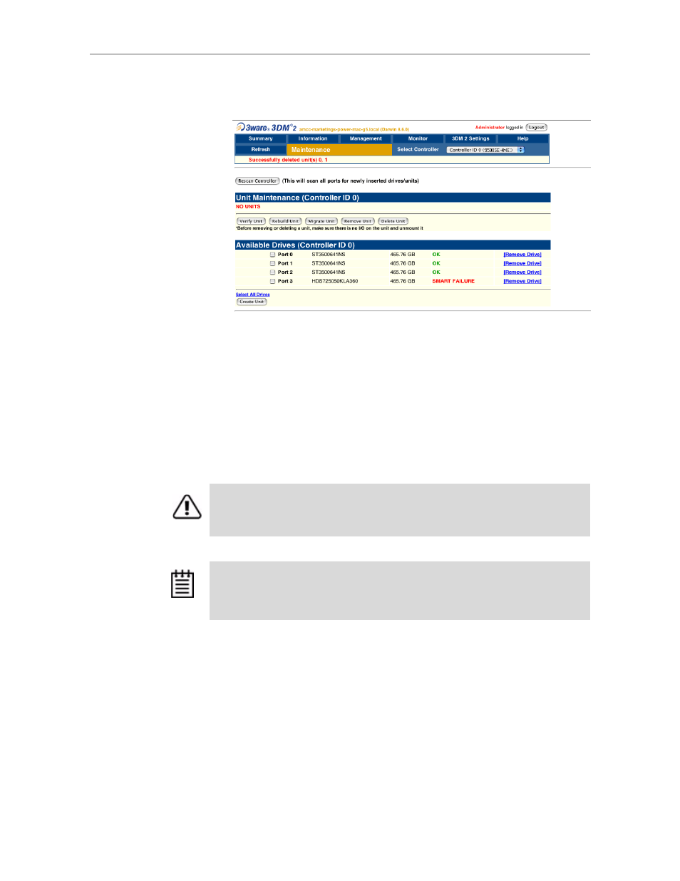 Removing a unit | AMCC 3WARE 720-0138-00 User Manual | Page 64 / 170