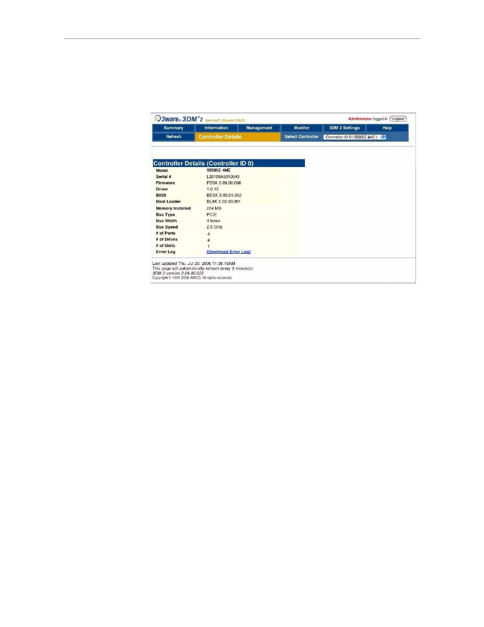 Controller details page | AMCC 3WARE 720-0138-00 User Manual | Page 95 / 170