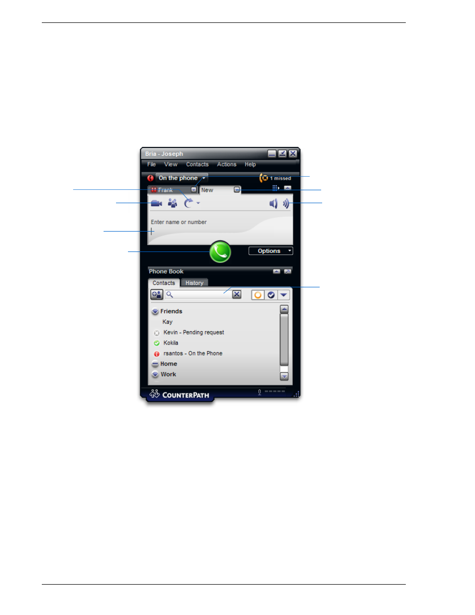 4 placing a call | CounterPath Bria 2.2 User Guide User Manual | Page 16 / 96