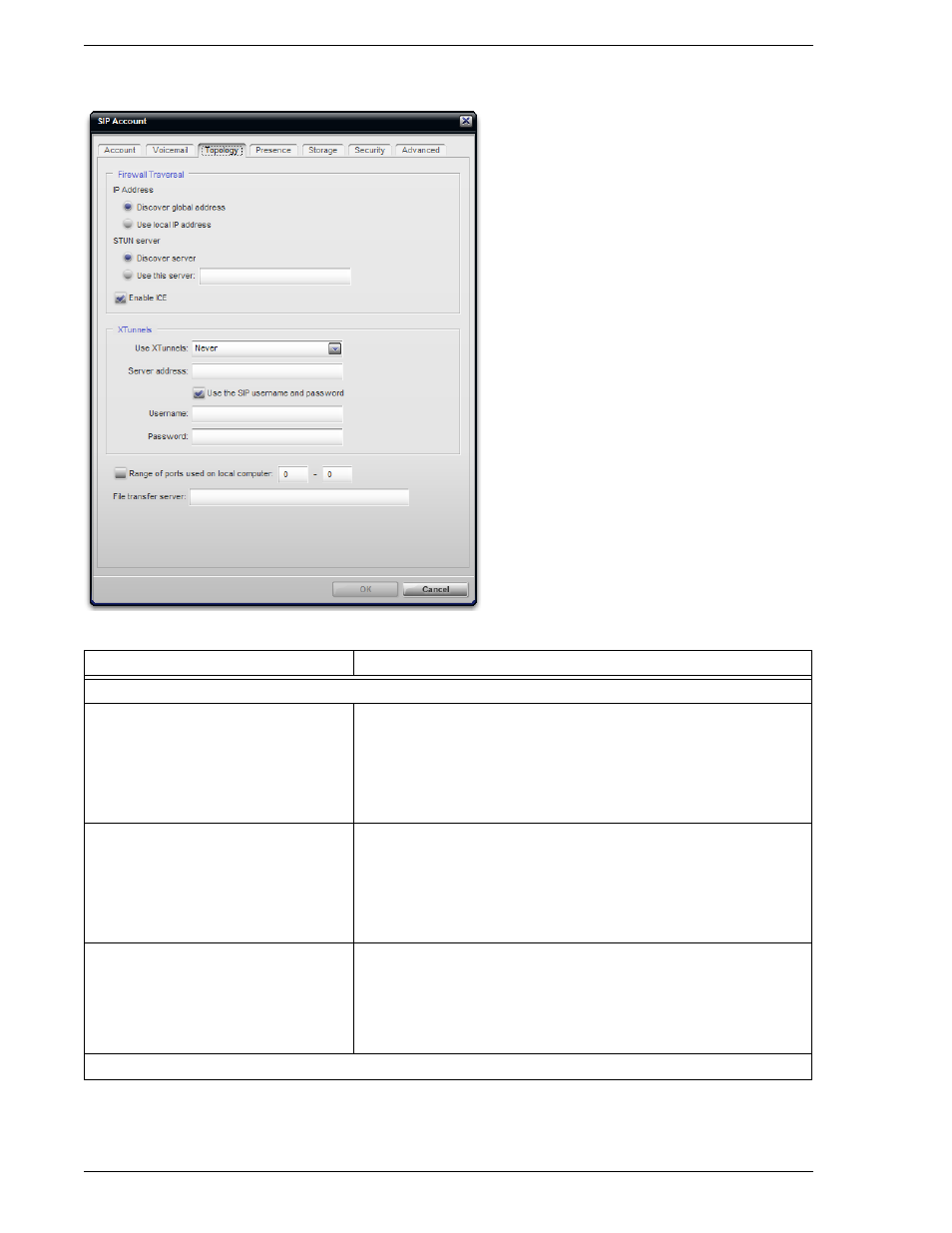 Sip account properties – topology | CounterPath Bria 2.2 User Guide User Manual | Page 74 / 96