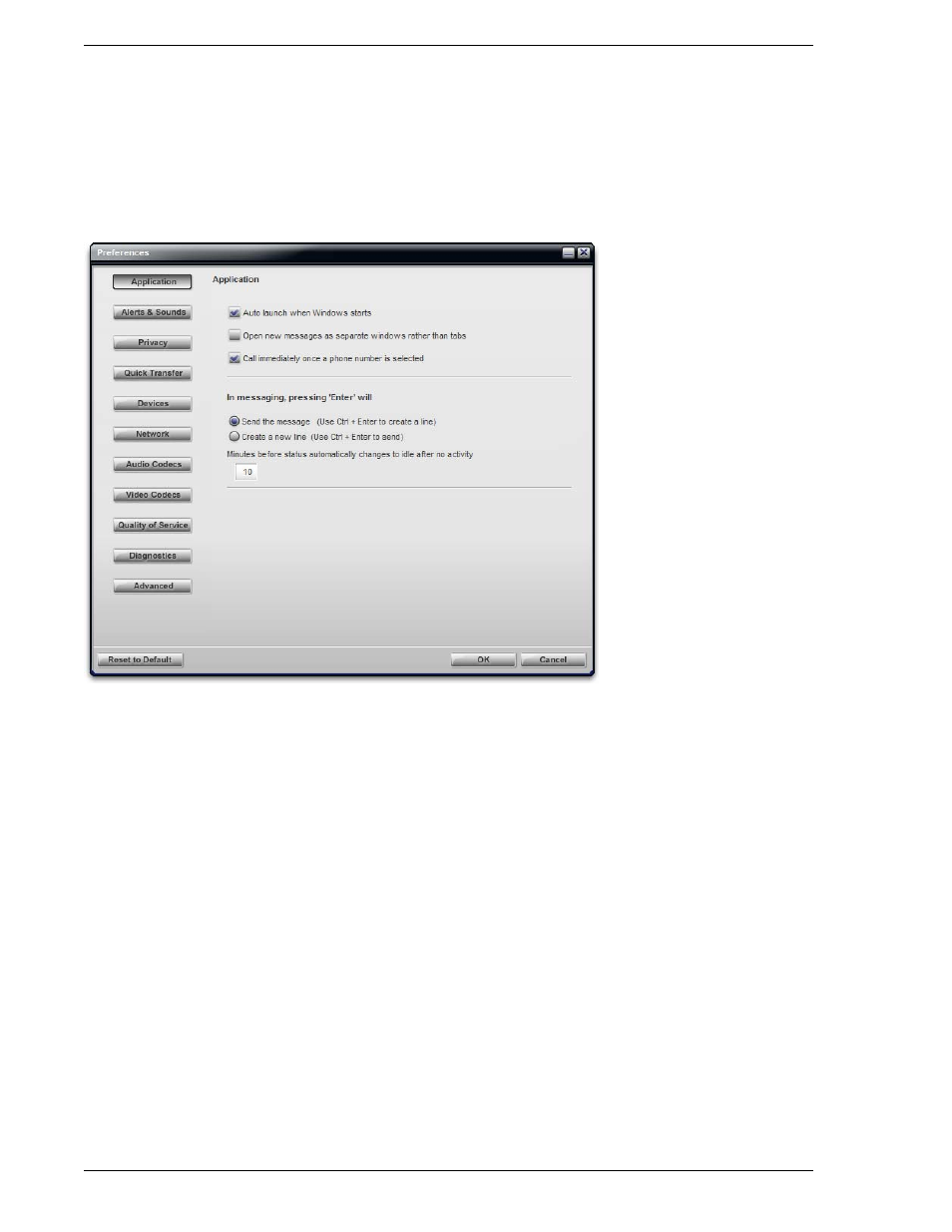 2 configuring preferences, Preferences – application | CounterPath Bria 2.1 User Guide User Manual | Page 46 / 90