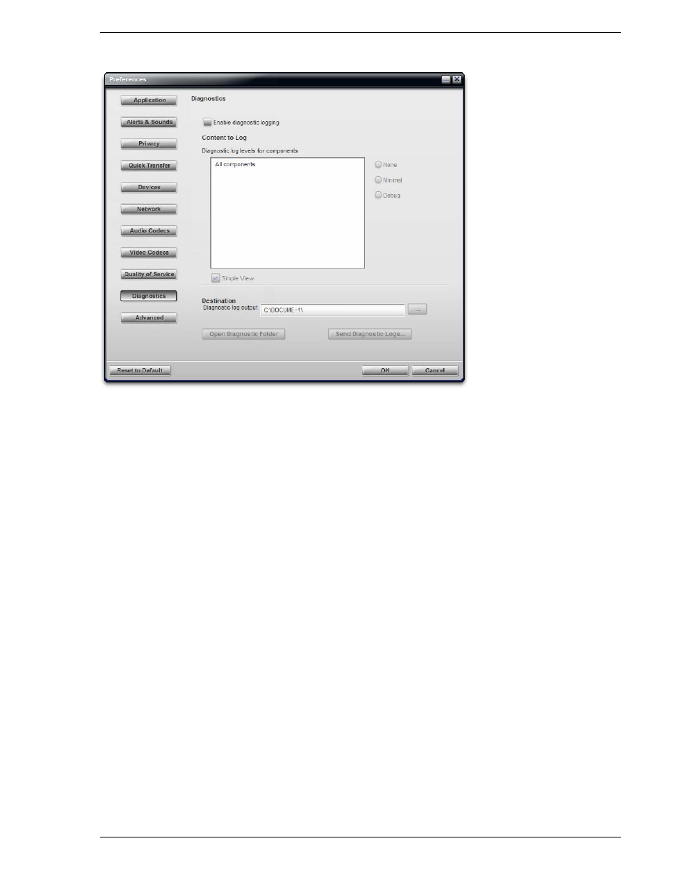 Preferences – diagnostics | CounterPath Bria 2.1 User Guide User Manual | Page 57 / 90