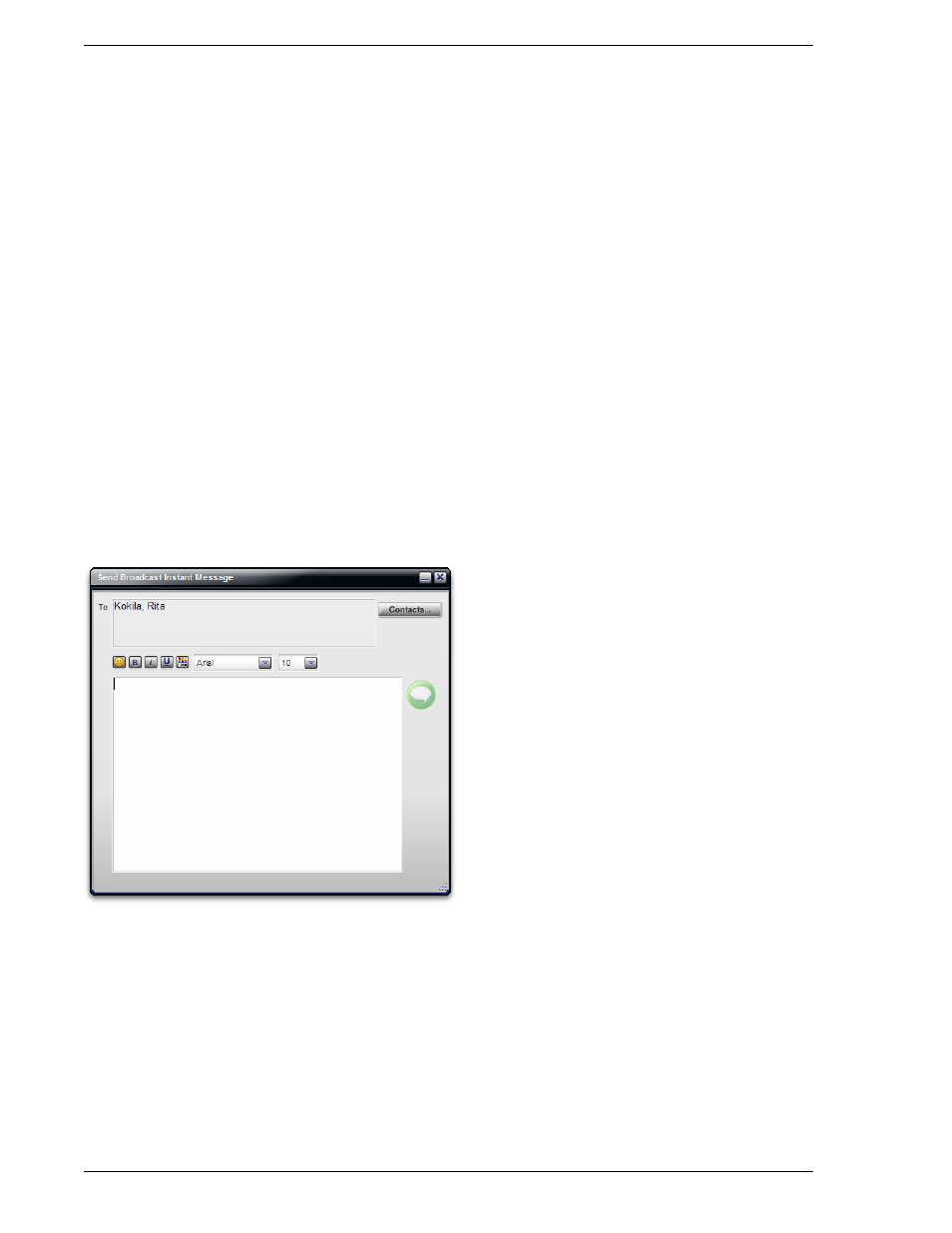 Receiving an im, Sending a broadcast im | CounterPath Bria 2.0 User Guide User Manual | Page 26 / 88