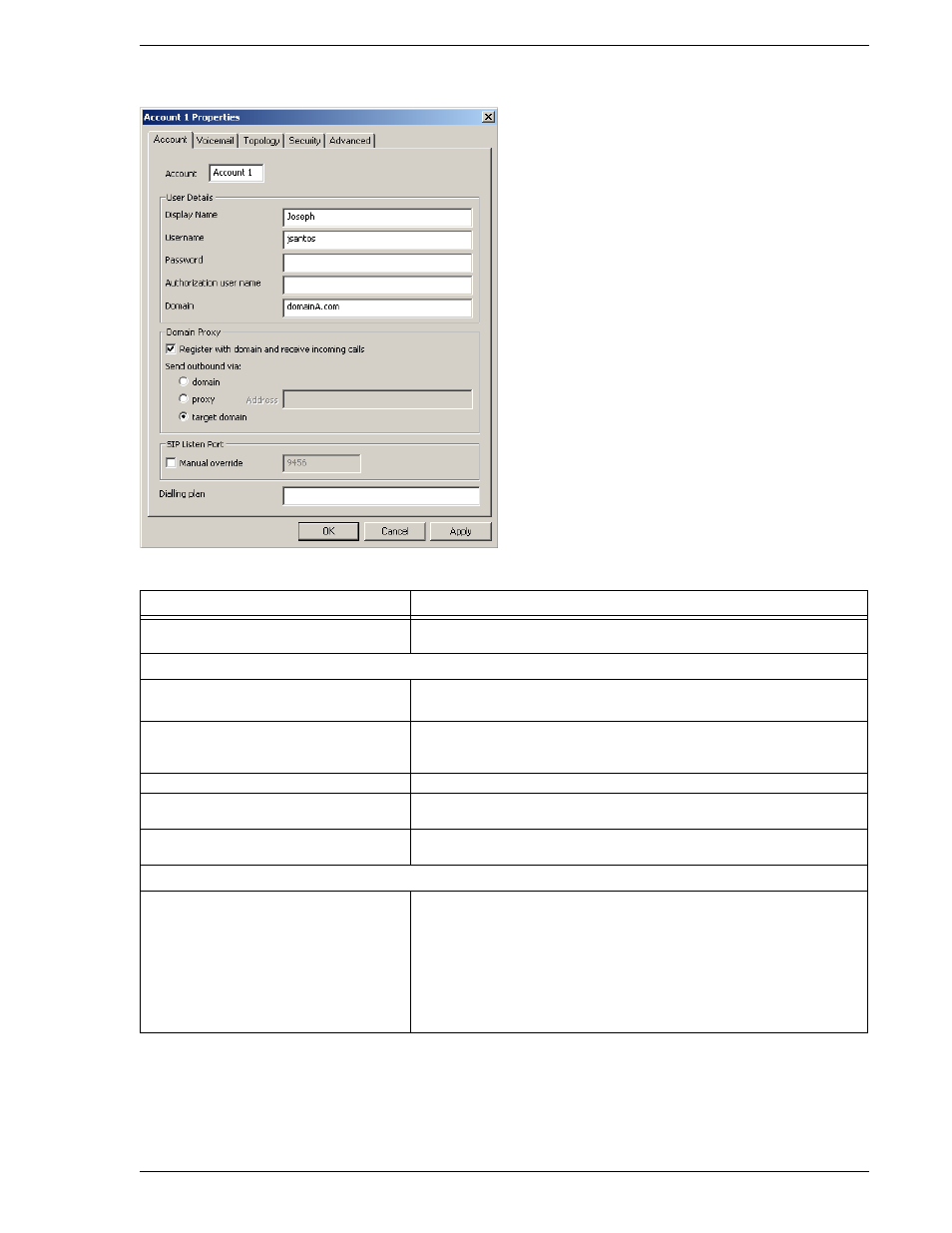 Account properties – account | CounterPath Bria 2.0 User Guide User Manual | Page 59 / 88