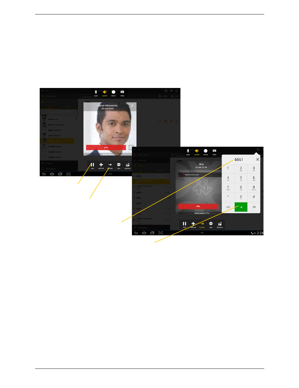 8 unattended (basic) transfer, Unattended (basic) transfer | CounterPath Bria Android Tablet Edition 3.1 User Guide User Manual | Page 28 / 74