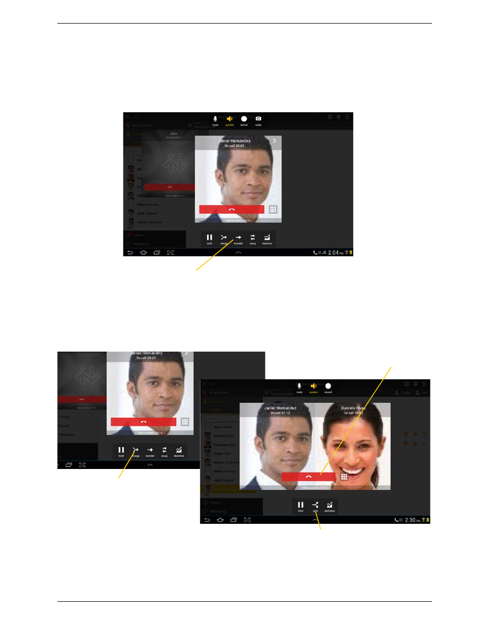 9 attended transfer, 10 conference call, Attended transfer conference call | CounterPath Bria Android Tablet Edition 3.1 User Guide User Manual | Page 31 / 74
