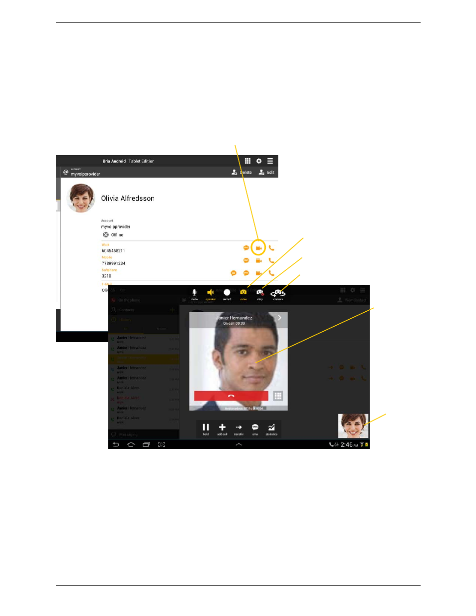 12 handling video calls, Handling video calls | CounterPath Bria Android Tablet Edition 3.1 User Guide User Manual | Page 33 / 74