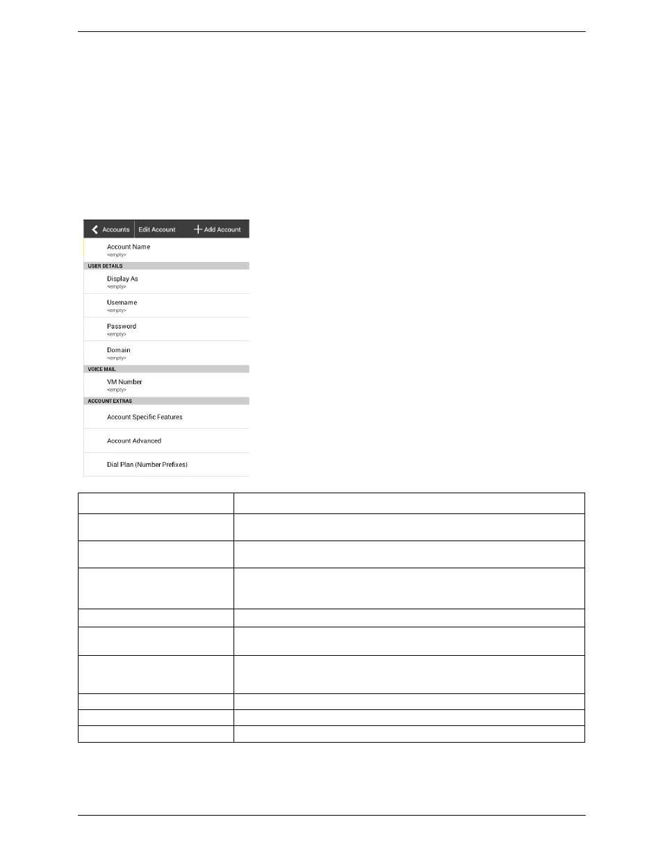 1 accounts, Accounts, Sip accounts | CounterPath Bria Android Tablet Edition 3.1 User Guide User Manual | Page 52 / 74
