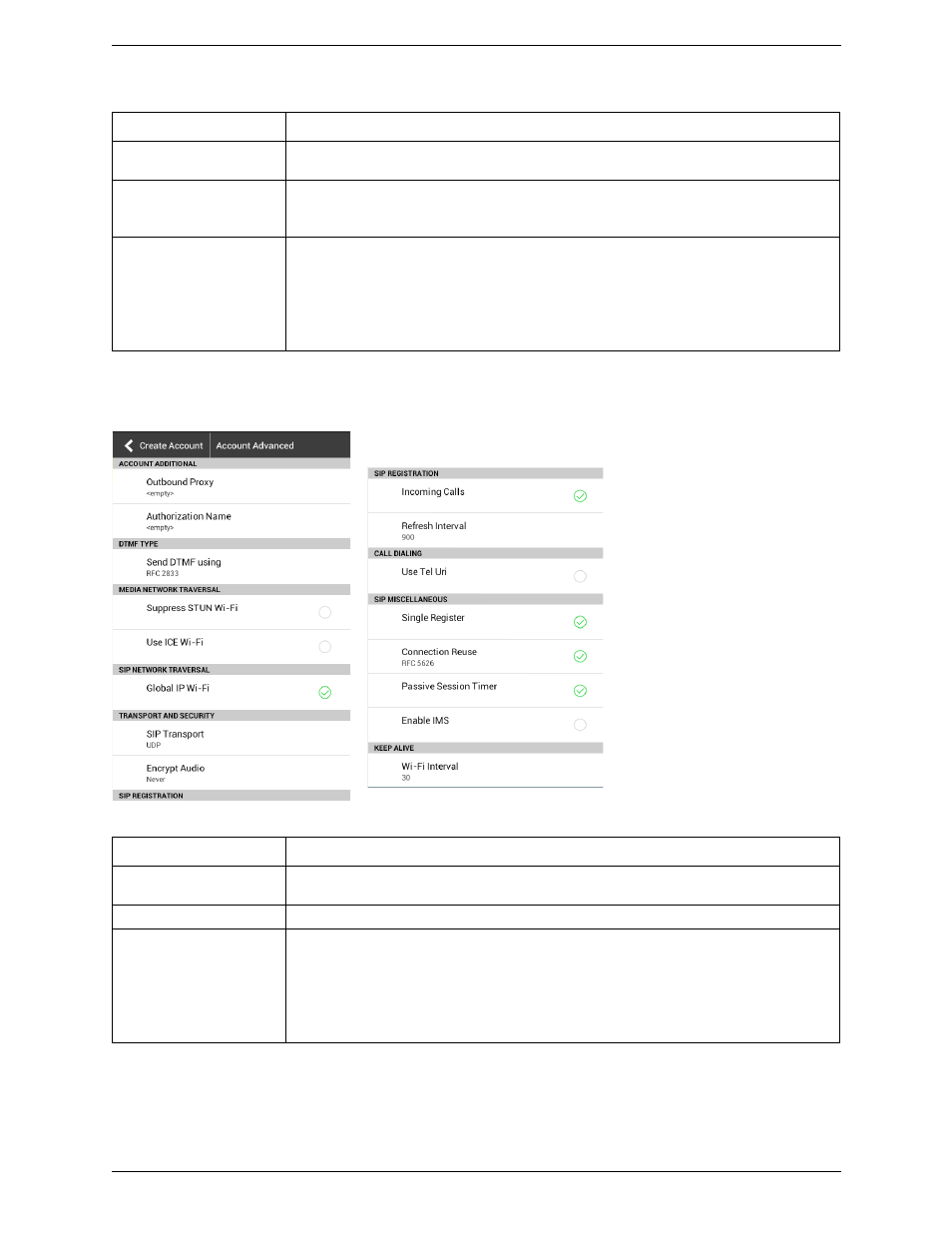 Account advanced (sip) | CounterPath Bria Android Tablet Edition 3.1 User Guide User Manual | Page 54 / 74