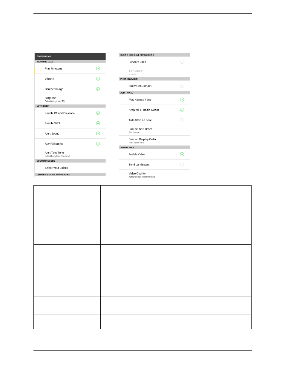 2 preferences, Preferences | CounterPath Bria Android Tablet Edition 3.1 User Guide User Manual | Page 59 / 74