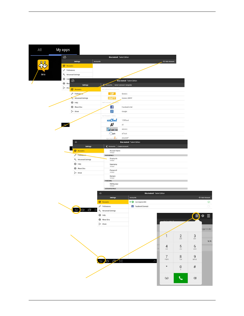 2 setting up, Setting up | CounterPath Bria Android Tablet Edition 3.1 User Guide User Manual | Page 8 / 74