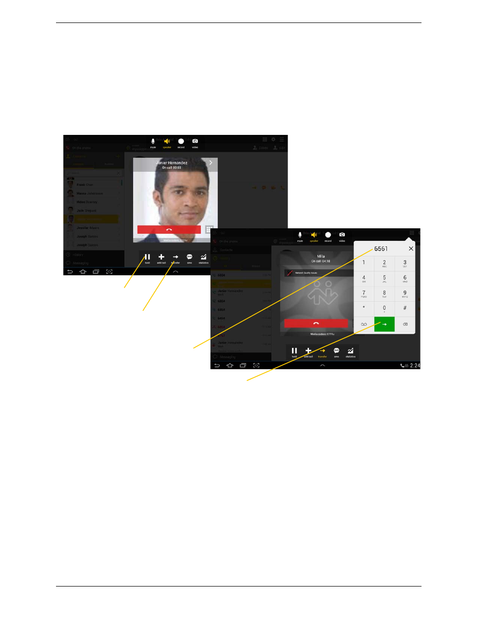 8 unattended (basic) transfer, Unattended (basic) transfer | CounterPath Bria Android Tablet Edition 3.0 User Guide User Manual | Page 27 / 70