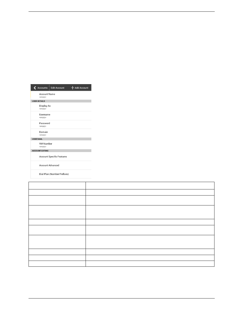 1 accounts, Accounts, Sip accounts | CounterPath Bria Android Tablet Edition 3.0 User Guide User Manual | Page 50 / 70