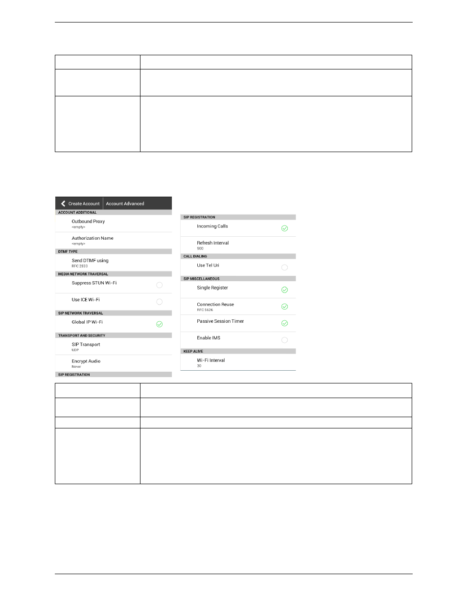 Account advanced (sip) | CounterPath Bria Android Tablet Edition 3.0 User Guide User Manual | Page 52 / 70