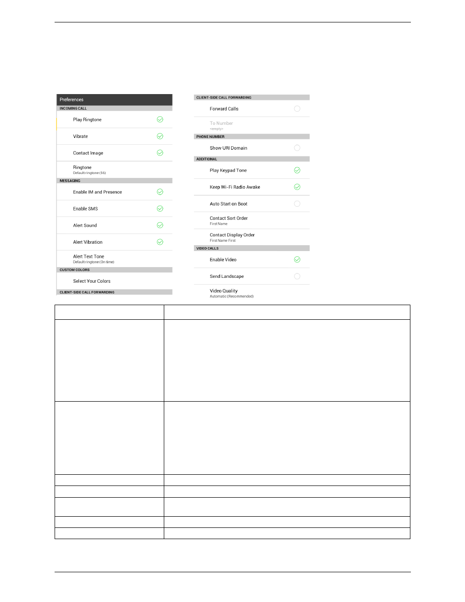 2 preferences, Preferences | CounterPath Bria Android Tablet Edition 3.0 User Guide User Manual | Page 56 / 70