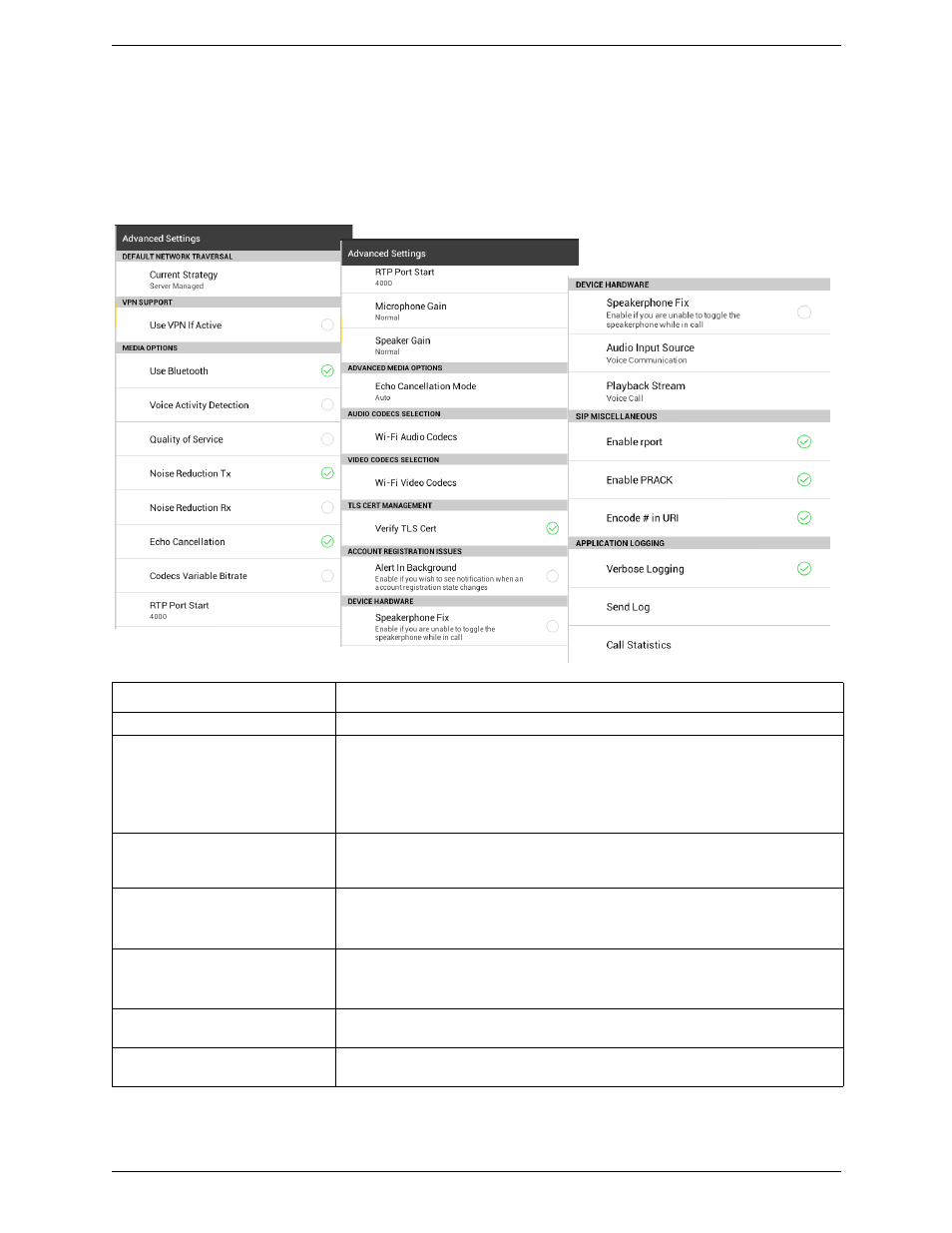 3 advanced settings, Advanced settings | CounterPath Bria Android Tablet Edition 3.0 User Guide User Manual | Page 59 / 70