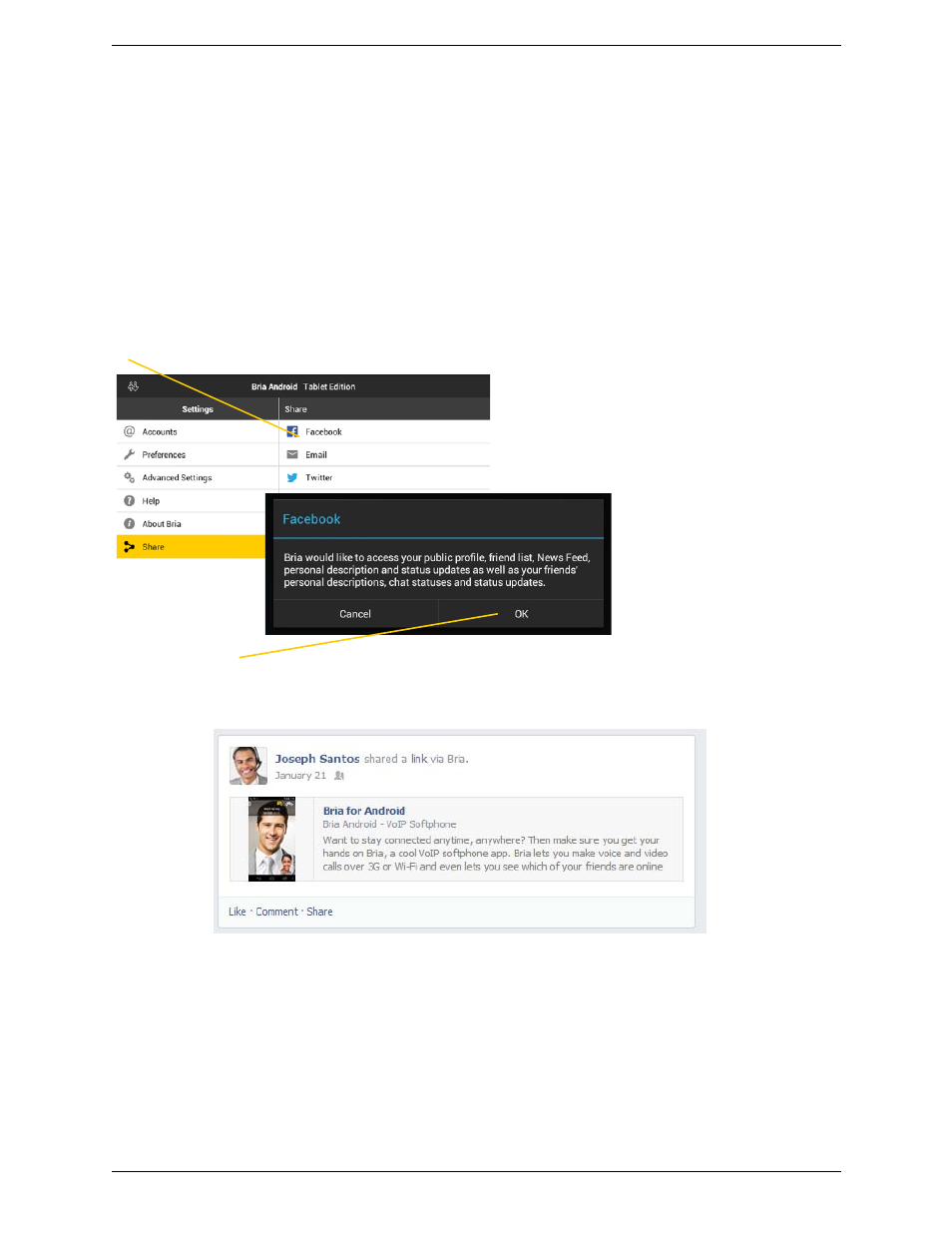 5 share, Share | CounterPath Bria Android Tablet Edition 3.0 User Guide User Manual | Page 65 / 70