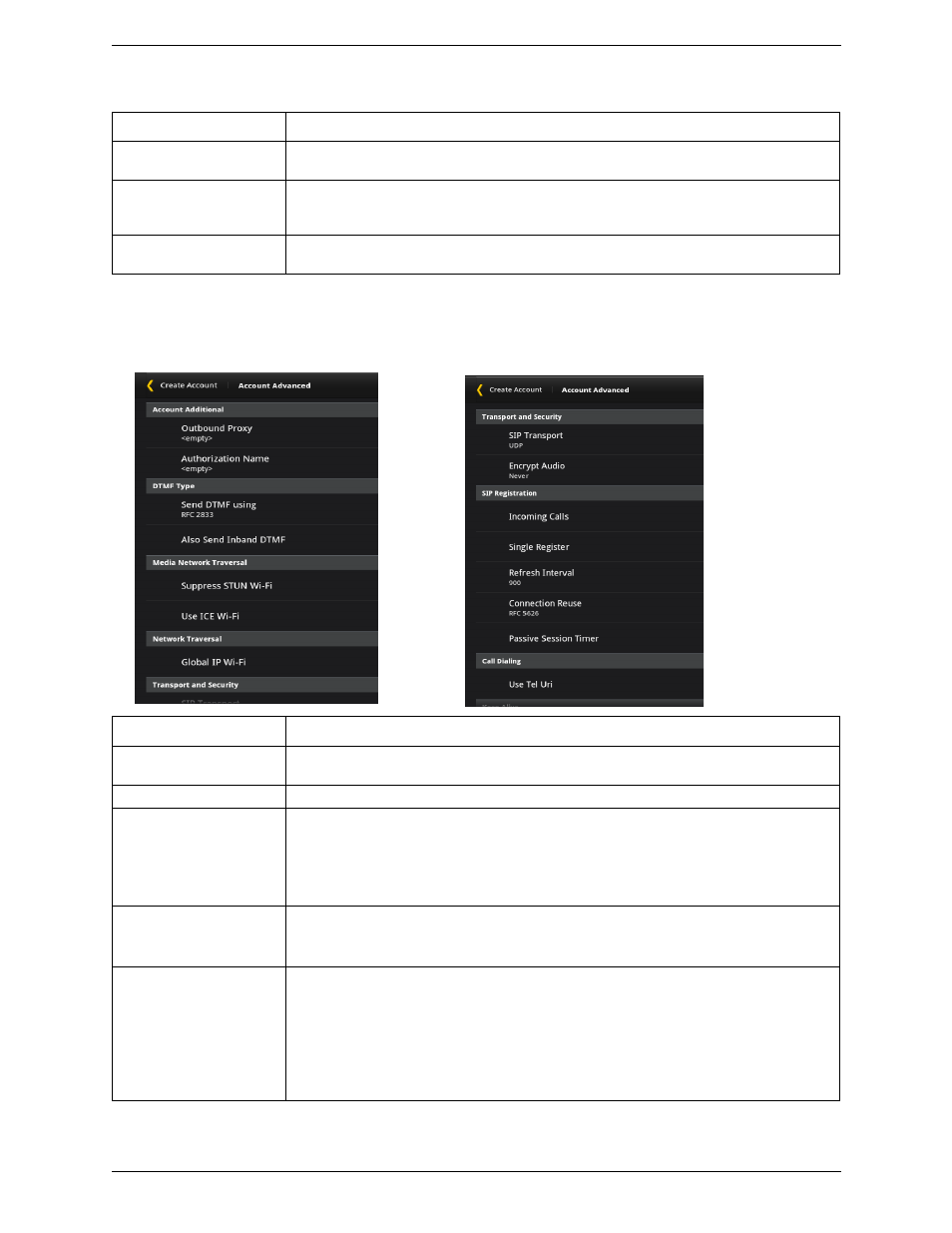 Account advanced (sip) | CounterPath Bria Android Tablet Edition 2.3 User Guide User Manual | Page 46 / 60