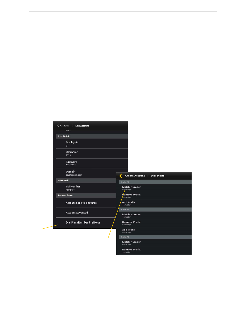 B dial plans, Setting up dial plans | CounterPath Bria Android Tablet Edition 2.3 User Guide User Manual | Page 58 / 60