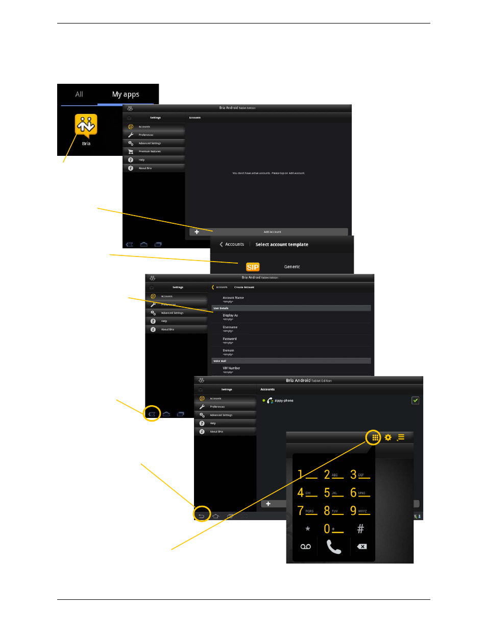 2 setting up, Setting up | CounterPath Bria Android Tablet Edition 2.3 User Guide User Manual | Page 8 / 60