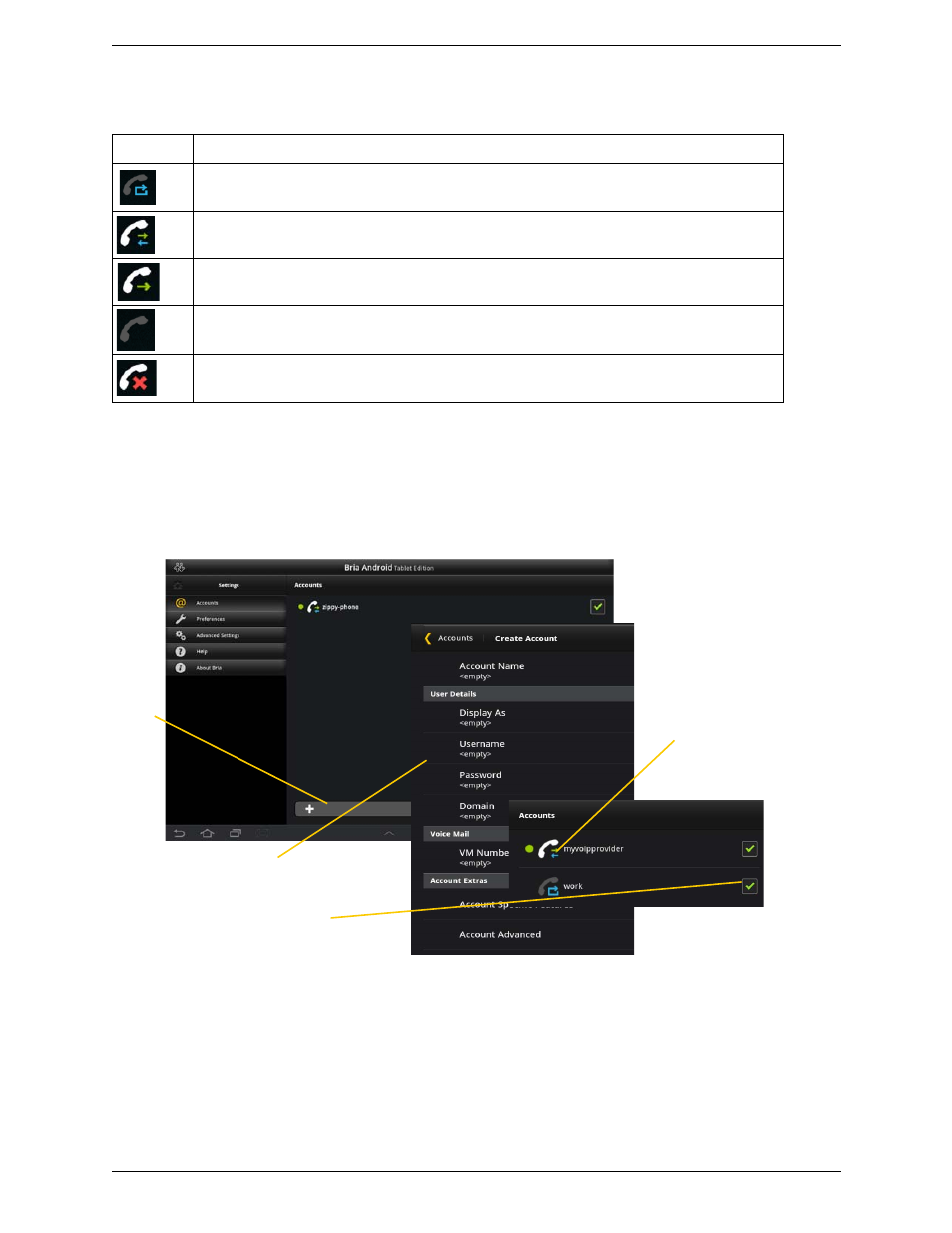 Setting up multiple accounts | CounterPath Bria Android Tablet Edition 2.3 User Guide User Manual | Page 9 / 60