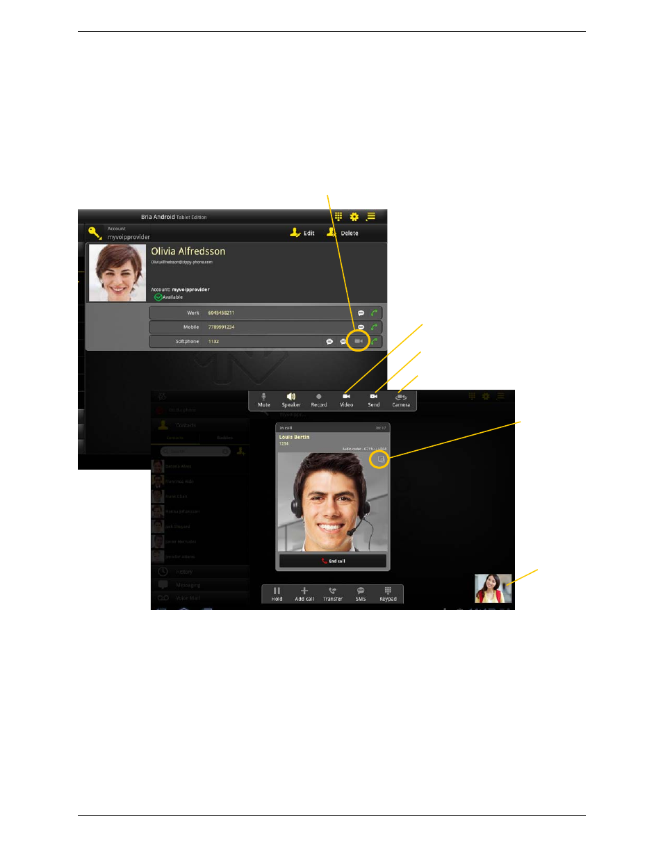 12 handling video calls, Handling video calls | CounterPath Bria Android Tablet Edition 2.0 User Guide User Manual | Page 29 / 60