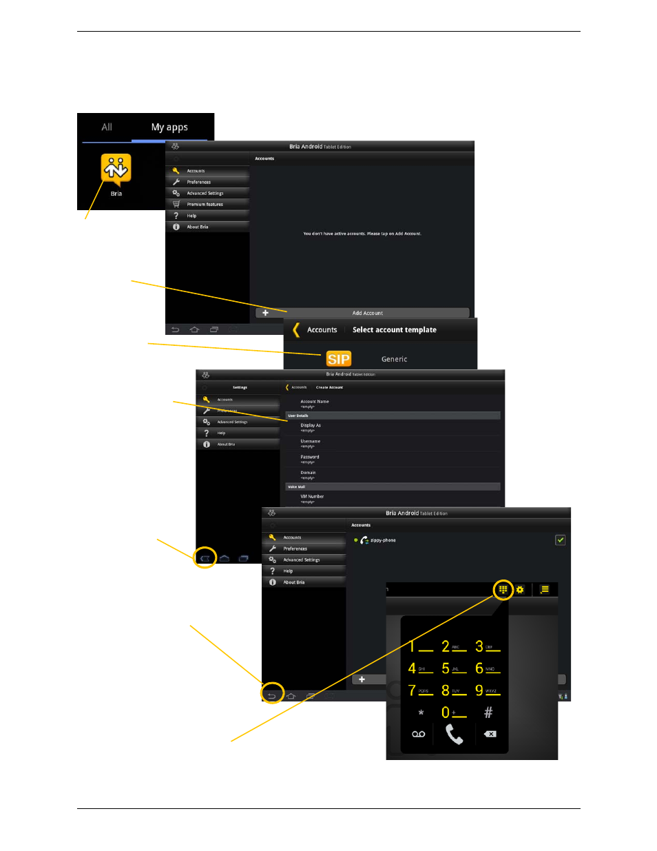 2 setting up, Setting up | CounterPath Bria Android Tablet Edition 2.0 User Guide User Manual | Page 8 / 60