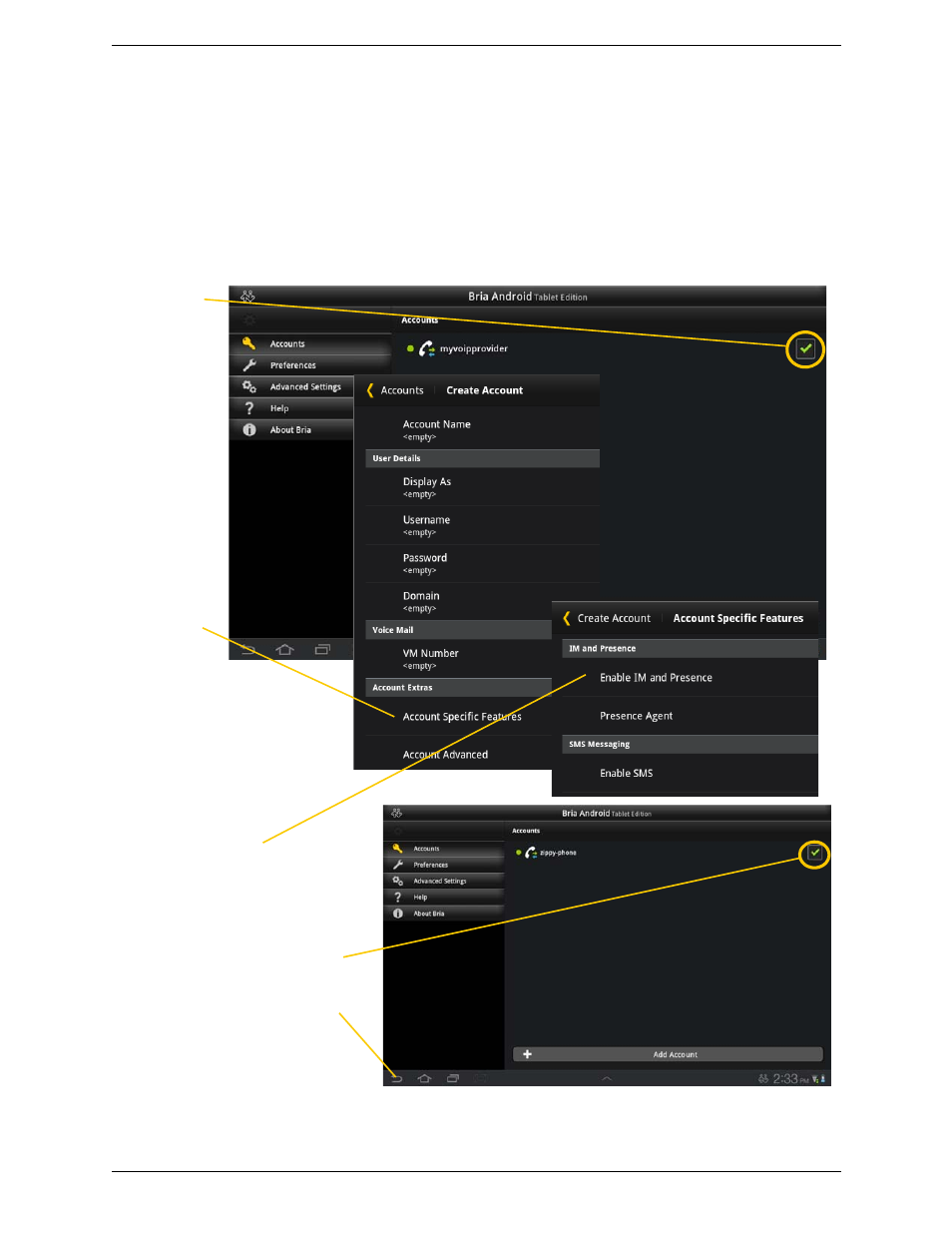 For sip simple | CounterPath Bria Android Tablet Edition 1.2 User Guide User Manual | Page 13 / 52