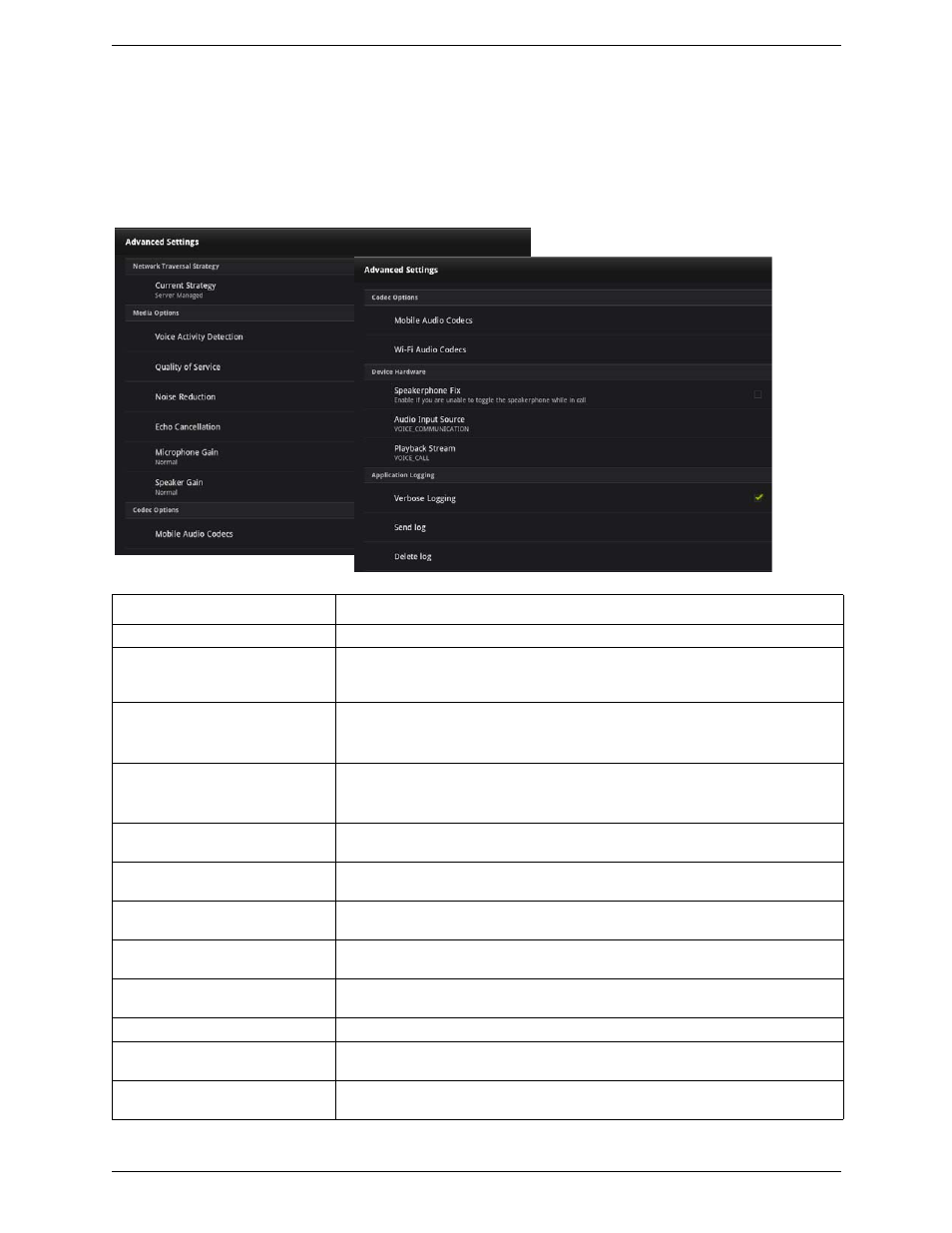 3 advanced settings, Advanced settings | CounterPath Bria Android Tablet Edition 1.2 User Guide User Manual | Page 44 / 52