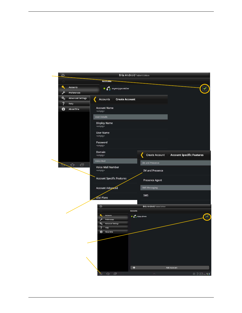 For sip simple | CounterPath Bria Android Tablet Edition 1.1 User Guide User Manual | Page 13 / 52