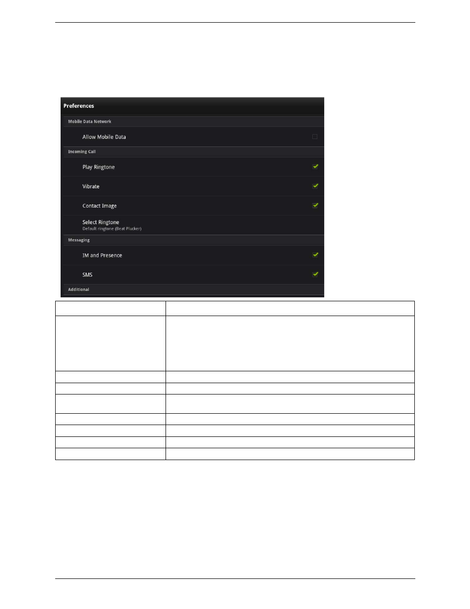 2 preferences, Preferences | CounterPath Bria Android Tablet Edition 1.1 User Guide User Manual | Page 42 / 52