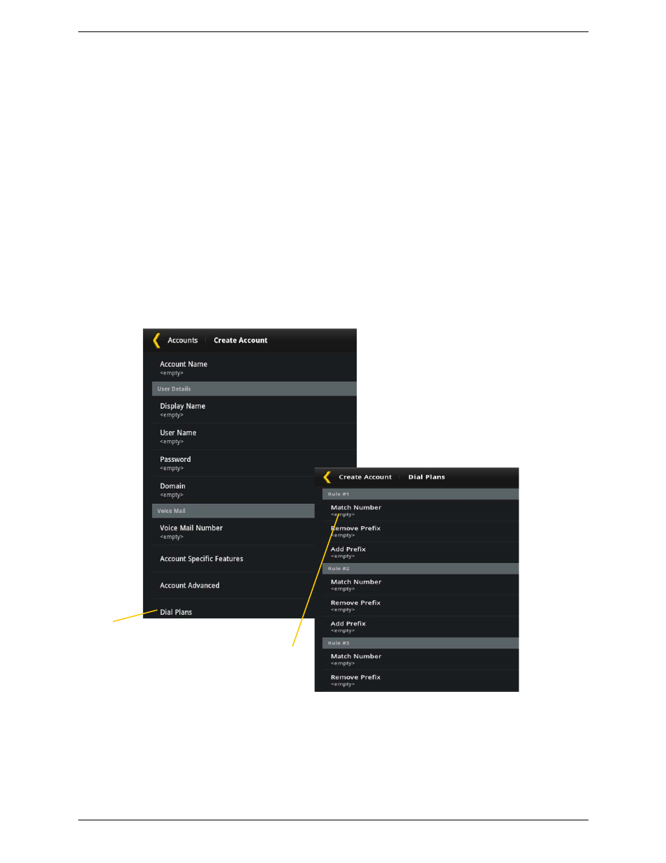 B dial plans, Setting up dial plans | CounterPath Bria Android Tablet Edition 1.1 User Guide User Manual | Page 49 / 52