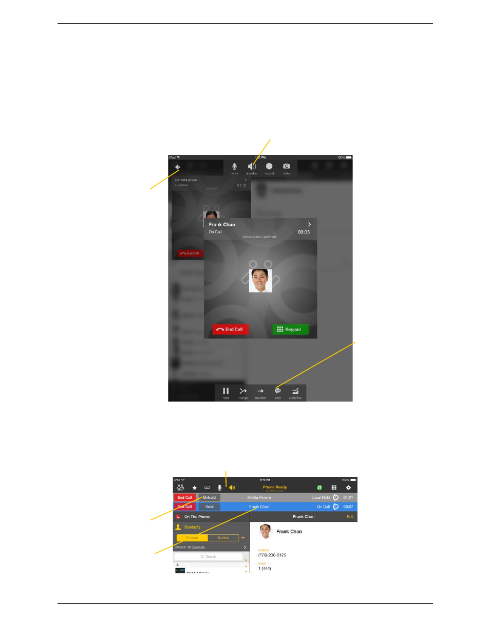 8 handling two established calls, Handling two established calls | CounterPath Bria iPad Edition 3.0 User Guide User Manual | Page 27 / 80
