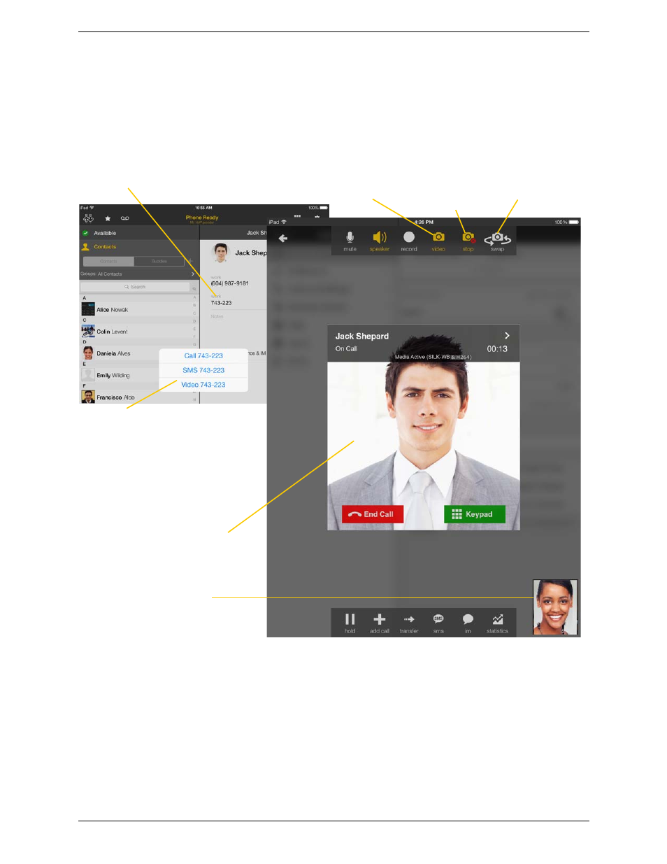 12 handling video calls, Handling video calls | CounterPath Bria iPad Edition 3.0 User Guide User Manual | Page 32 / 80