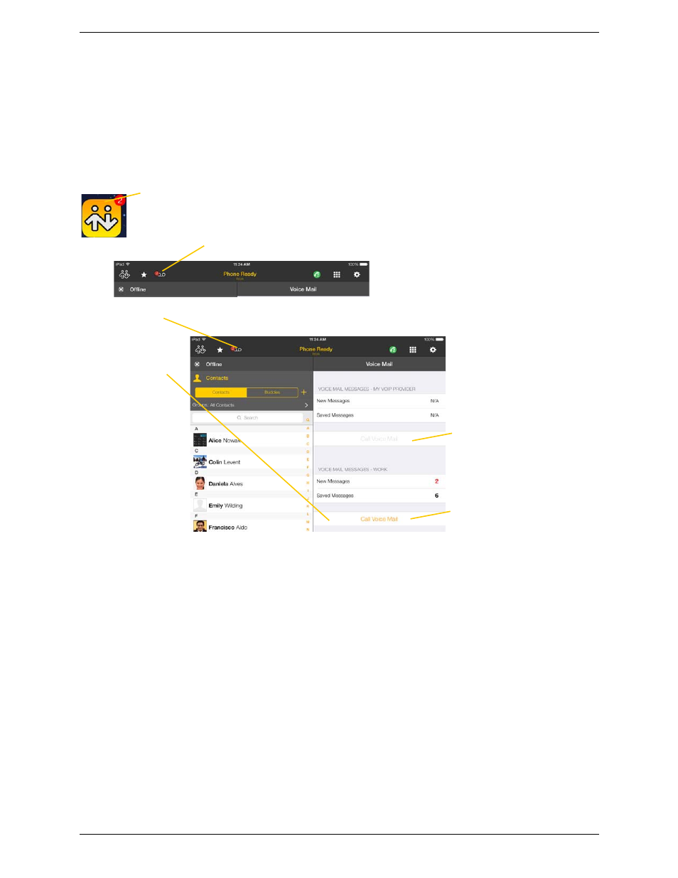 14 accessing voicemail, Accessing voicemail | CounterPath Bria iPad Edition 3.0 User Guide User Manual | Page 36 / 80
