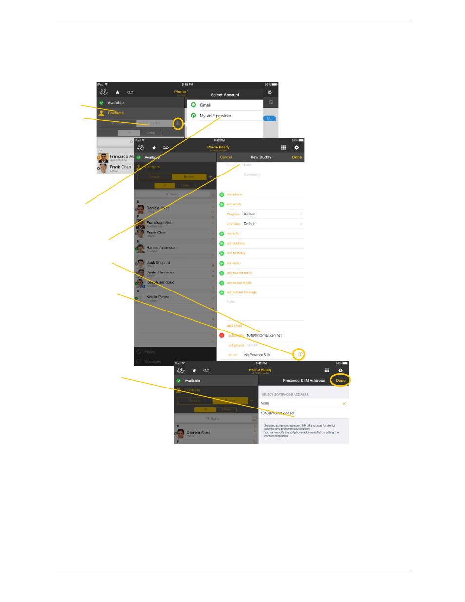 Adding a new contact as a buddy | CounterPath Bria iPad Edition 3.0 User Guide User Manual | Page 50 / 80