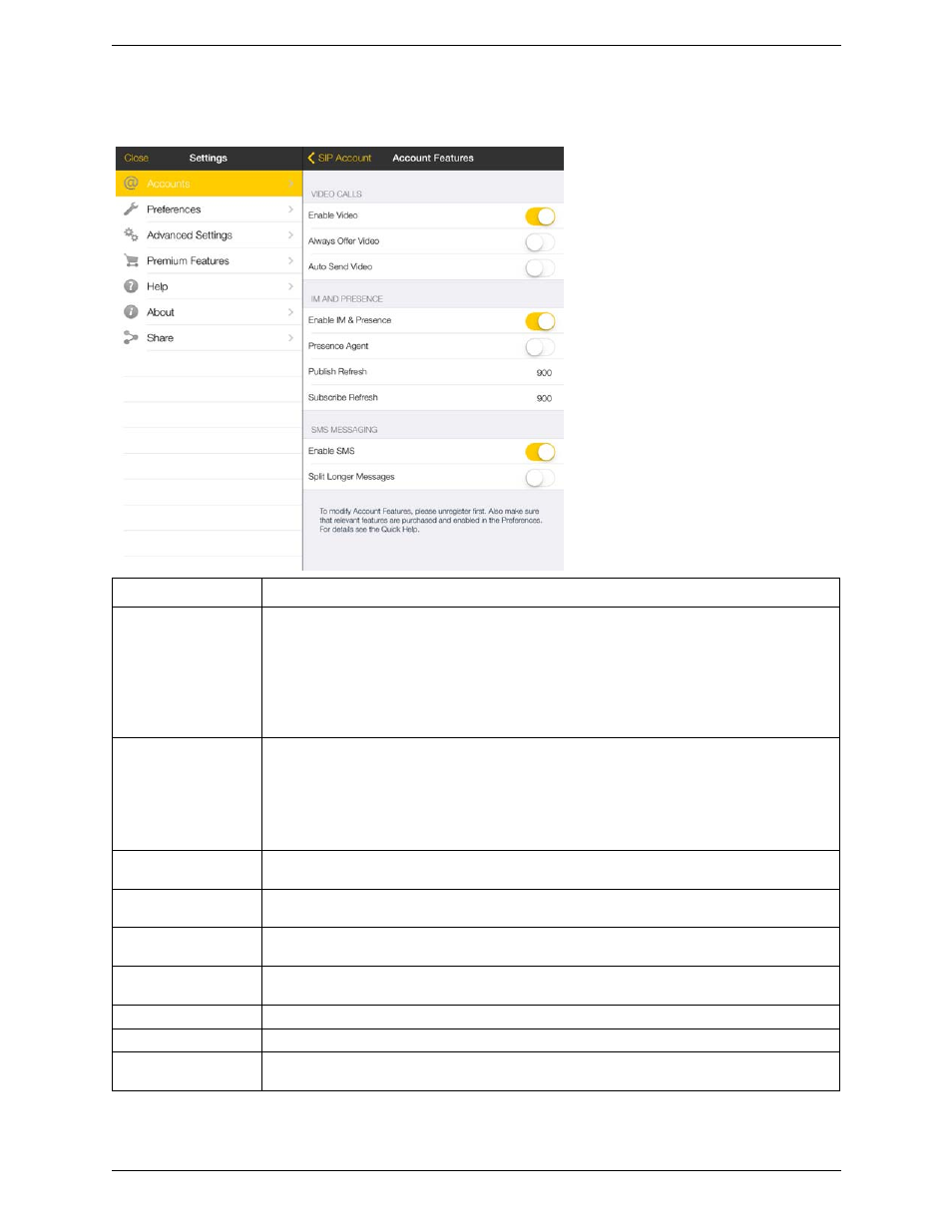Account specific features | CounterPath Bria iPad Edition 3.0 User Guide User Manual | Page 55 / 80