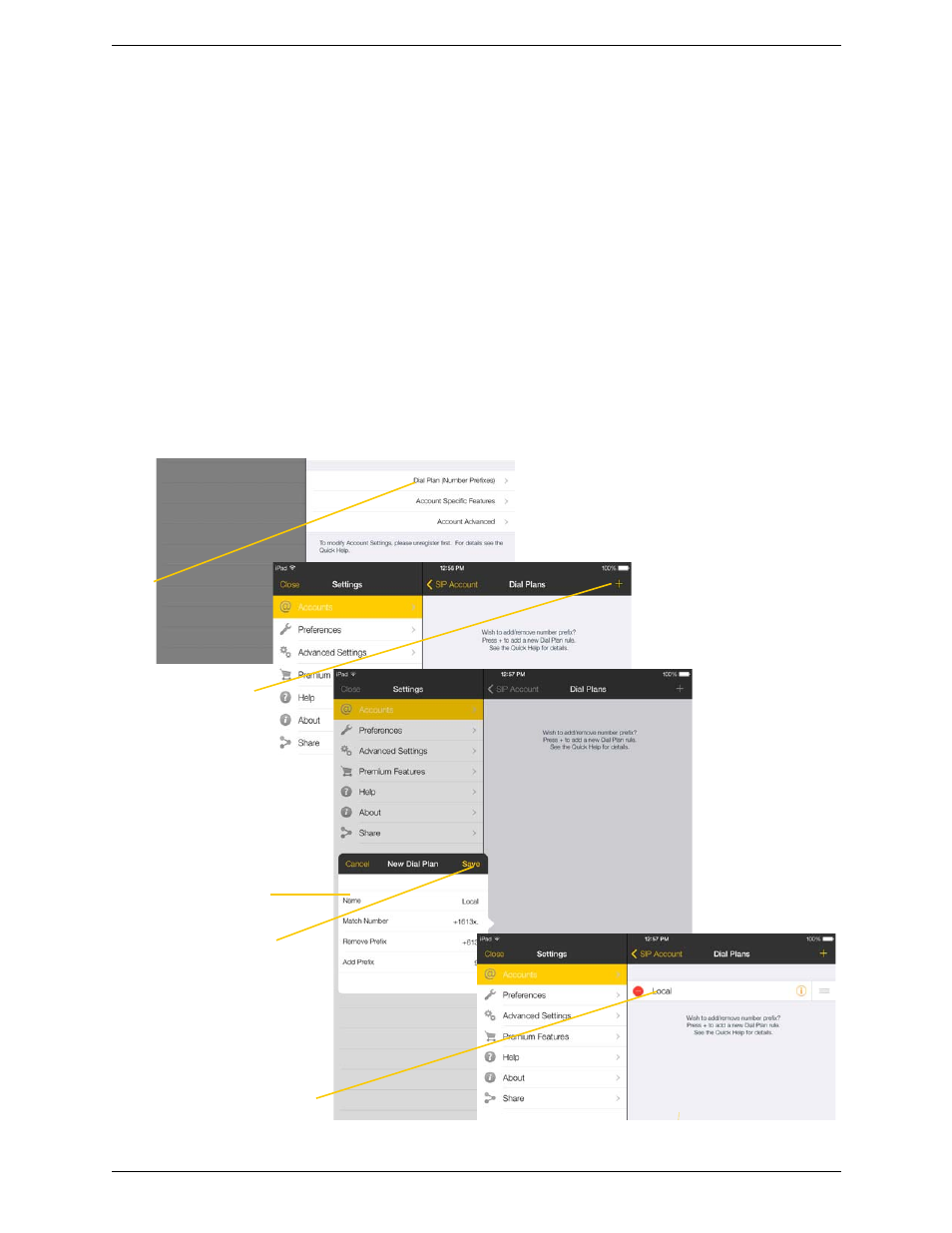 B dial plans, Setting up dial plans | CounterPath Bria iPad Edition 3.0 User Guide User Manual | Page 75 / 80