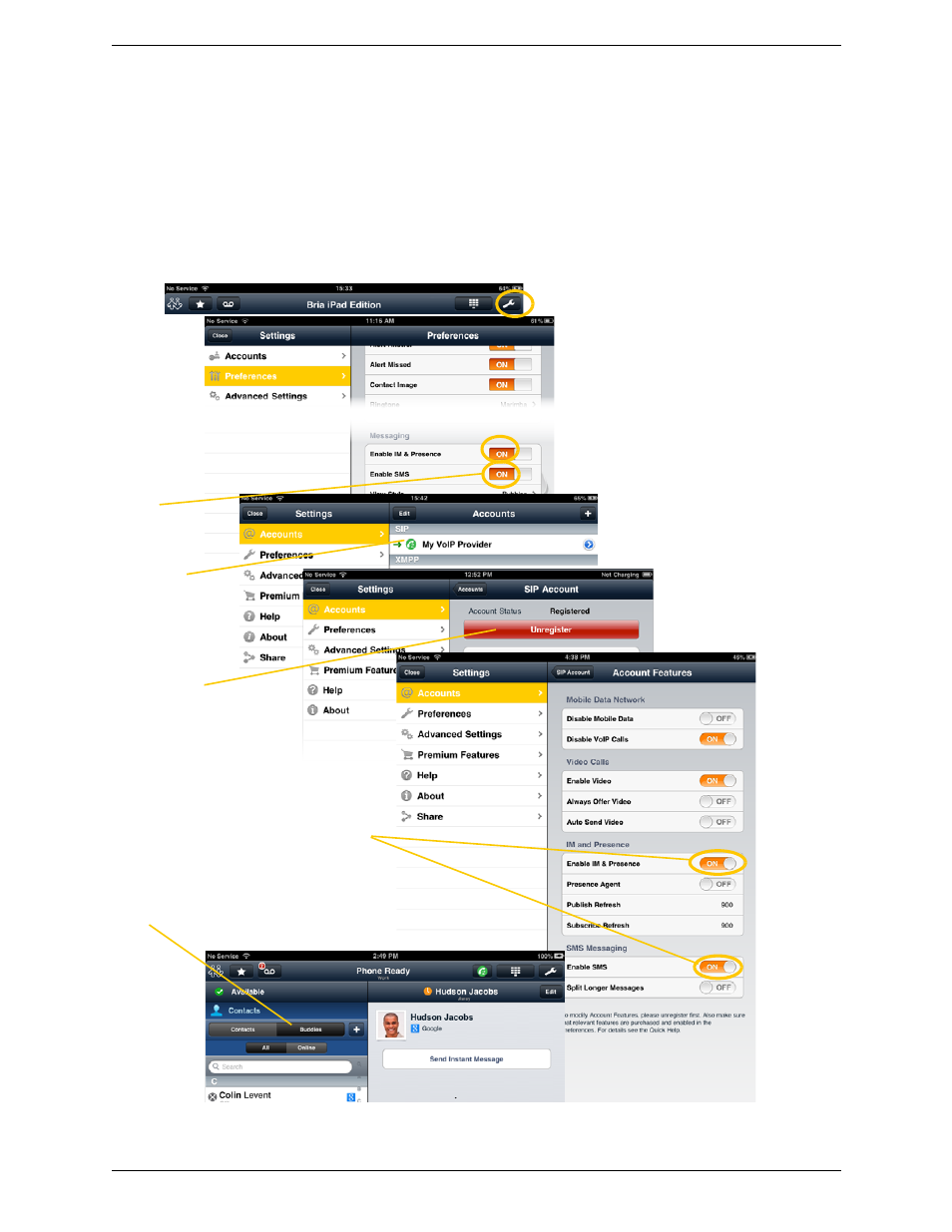 For sip simple | CounterPath Bria iPad Edition 2.5 User Guide User Manual | Page 12 / 78