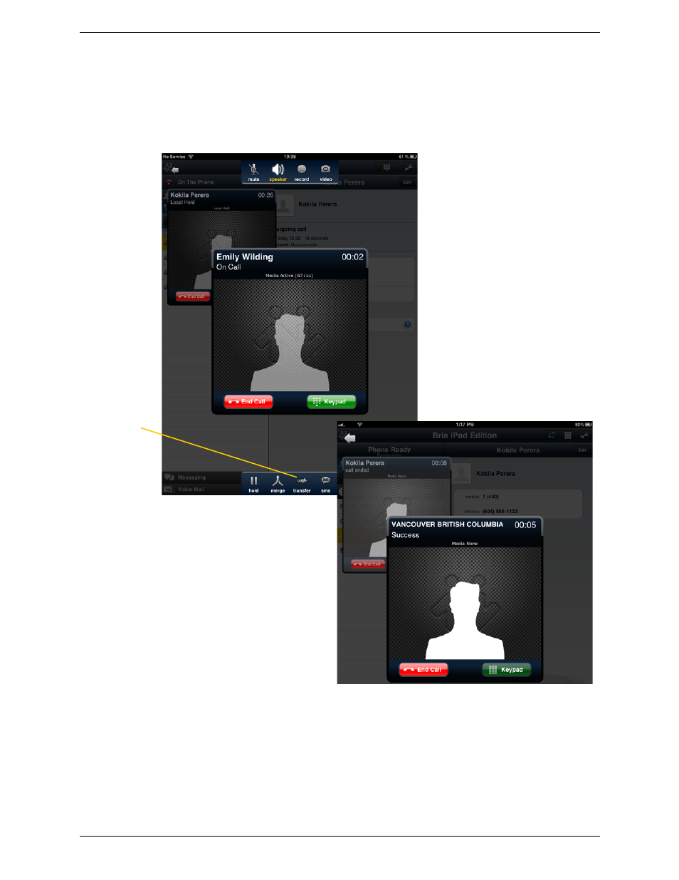 10 attended transfer, Attended transfer | CounterPath Bria iPad Edition 2.5 User Guide User Manual | Page 28 / 78