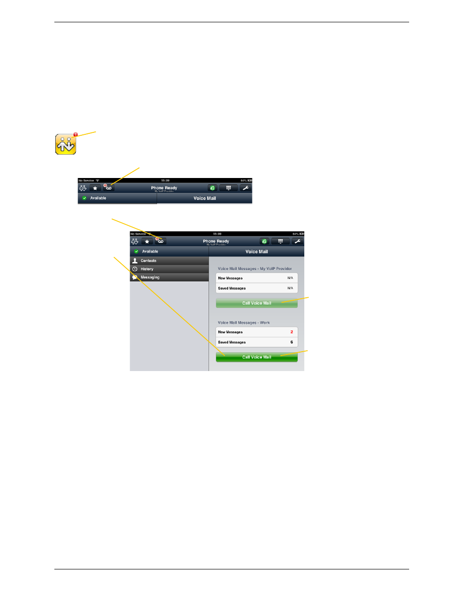 14 accessing voicemail, Accessing voicemail | CounterPath Bria iPad Edition 2.5 User Guide User Manual | Page 34 / 78