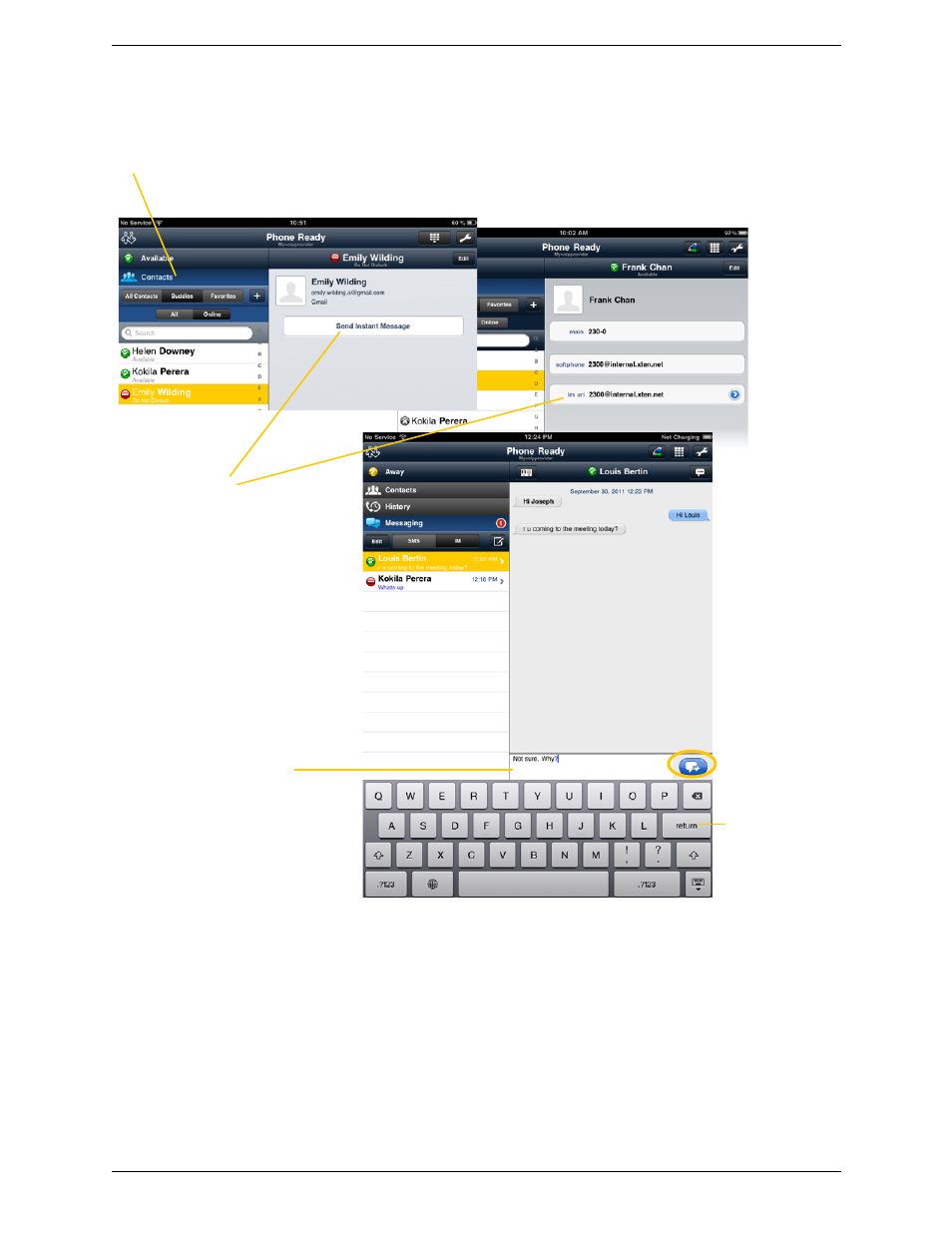 By selecting a contact | CounterPath Bria iPad Edition 2.5 User Guide User Manual | Page 38 / 78