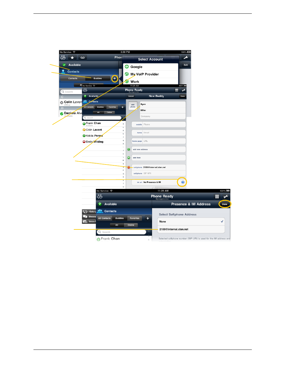 Adding a new contact as a buddy | CounterPath Bria iPad Edition 2.5 User Guide User Manual | Page 48 / 78
