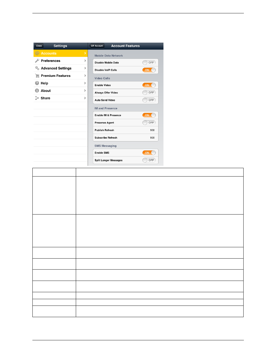 Account specific features | CounterPath Bria iPad Edition 2.5 User Guide User Manual | Page 53 / 78