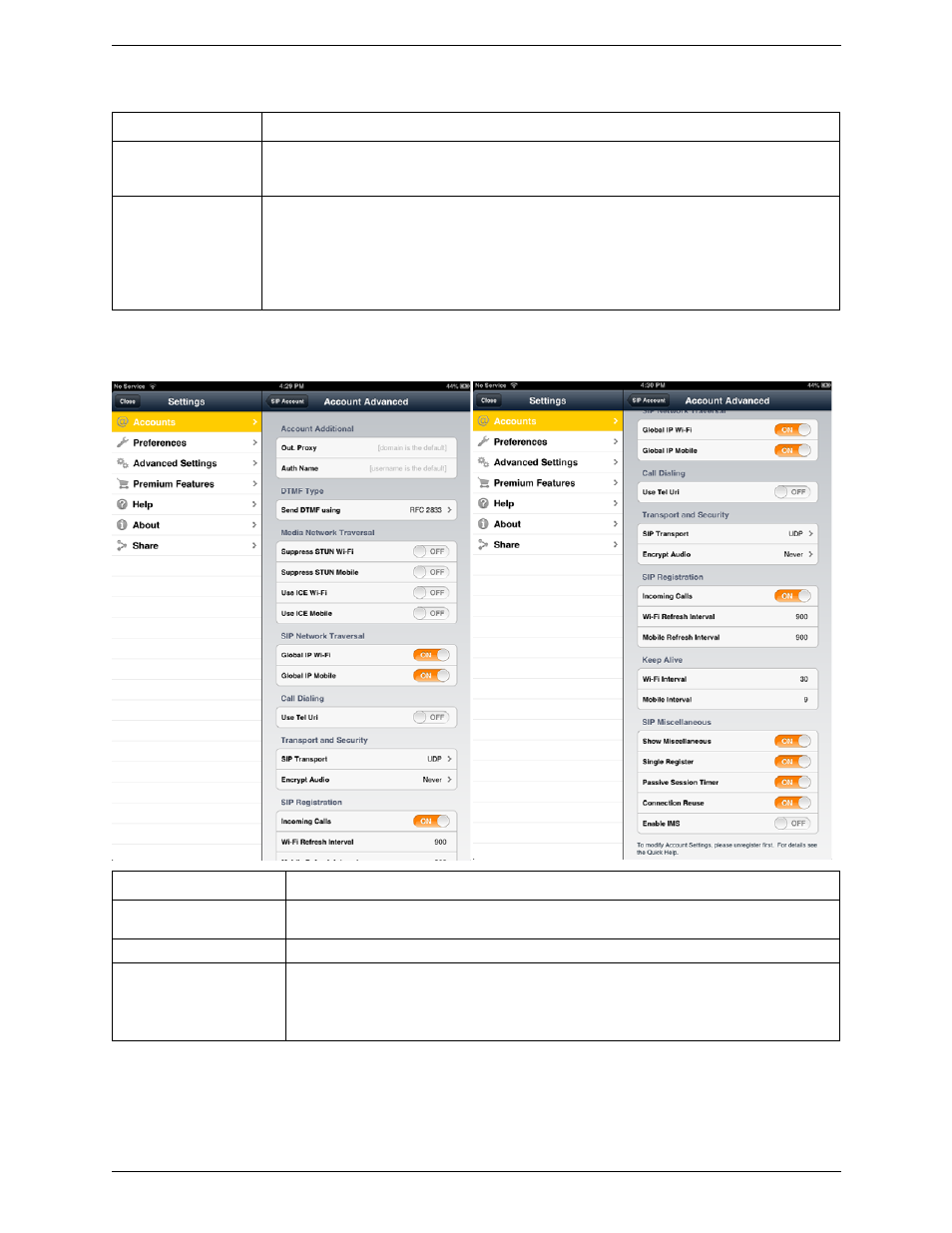Account advanced (sip) | CounterPath Bria iPad Edition 2.5 User Guide User Manual | Page 54 / 78